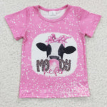 GT0128 Valentine's Day Moody Heifer Pink Girl's Shirt Top