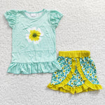 SALE C9-2 Flower Floral Girl Shorts Set