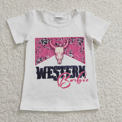 GT0134 Western Baby White Short Sleeves Girl's Shirt