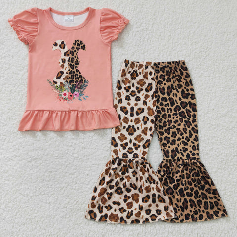 GSPO0261 Easter Rabbit Leopard Flower Cute Girl's Set