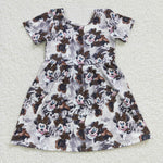 SALE GSD0232 Cartoon Mouse Leopard Brown Girl's Dress