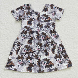 SALE GSD0232 Cartoon Mouse Leopard Brown Girl's Dress