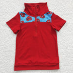 SALE BT0158 New Cartoon Hero Red Short Sleeves Boy's Shirt