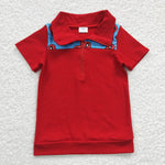 SALE BT0158 New Cartoon Hero Red Short Sleeves Boy's Shirt