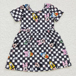 SALE GSD0235 Cartoon Mouse Black Plaid Girl's Dress