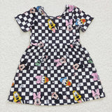 SALE GSD0235 Cartoon Mouse Black Plaid Girl's Dress