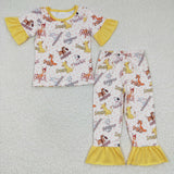 GSPO0423 Cartoon Tiger Yellow Girl's Set Pajamas