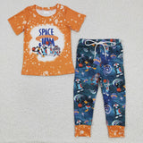 SALE BSPO0091 Cartoon Space Rabbit Orange Boy's Set