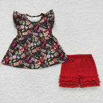 GSSO0169 Crawfish Red Cute Girl's Shorts Set