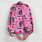 BA0037 Fashion Western Boots Pink Cowgirl Backpack Bag