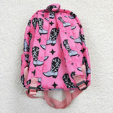 BA0037 Fashion Western Boots Pink Cowgirl Backpack Bag