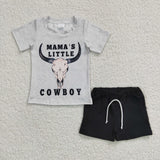 BSSO0192 New MAMA'S little cowboy Boy's Shorts Set