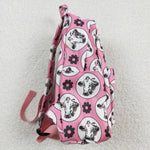 BA0035 Fashion Western Cowboy Cow Pink Backpack Bag