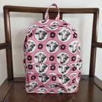 BA0035 Fashion Western Cowboy Cow Pink Backpack Bag