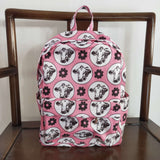 BA0035 Fashion Western Cowboy Cow Pink Backpack Bag