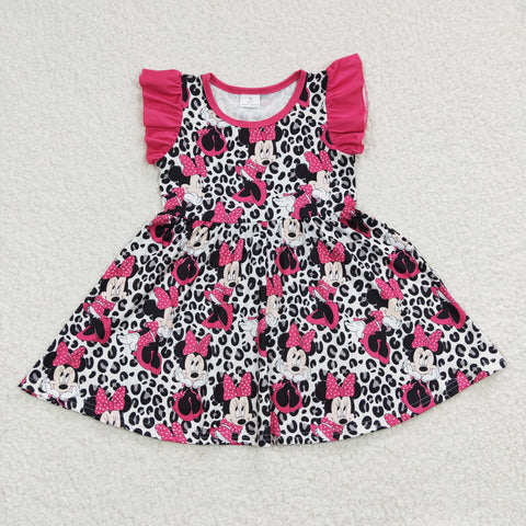 SALE GSD0214 Mouse Cartoon Pink Leopard Girl's Dress
