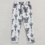 P0089 Cow Cactus White Casual Trousers Pants