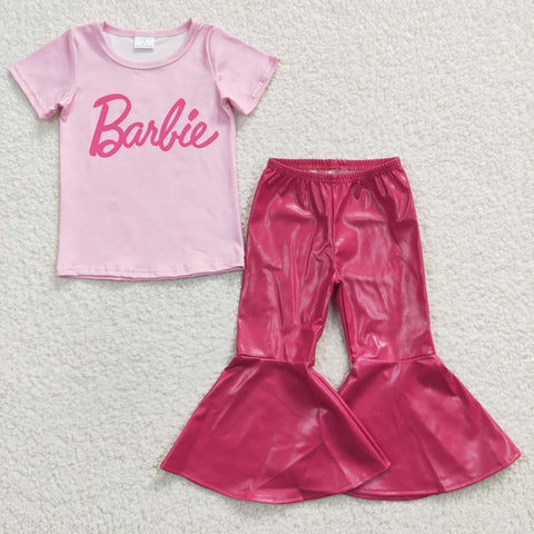 GSPO0554 Fashion Barbie Pink Leather Girl's Set