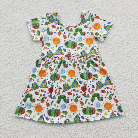 GSD0224 New Butterfly Insect Sun Green Apple Girl's Dress