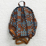 BA0048 Fashion Western Brown Skull Bull Backpack Bag