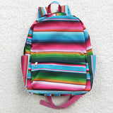 BA0041 Fashion Pink Blue Stripe Backpack Bag