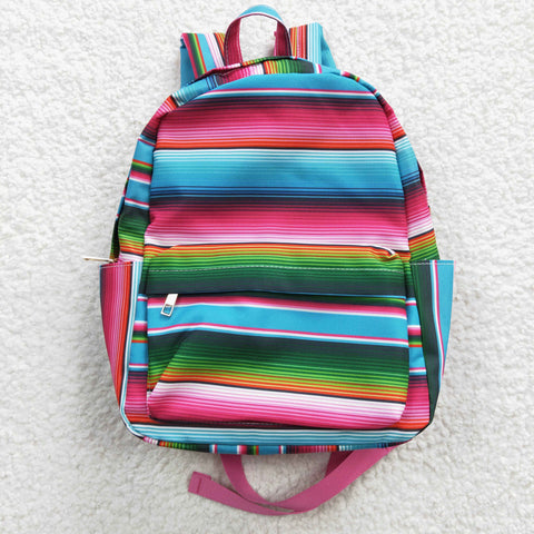 BA0041 Fashion Pink Blue Stripe Backpack Bag