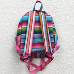 BA0041 Fashion Pink Blue Stripe Backpack Bag