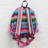 BA0041 Fashion Pink Blue Stripe Backpack Bag