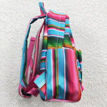 BA0041 Fashion Pink Blue Stripe Backpack Bag