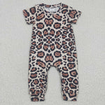 SR0293 Fashion Leopard Brown Baby Boy's Romper ribbed milk slik