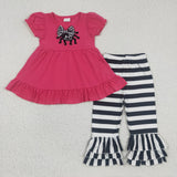 SALE C2-8-1 Embroidery Spider Rose Red Black Stripe Set