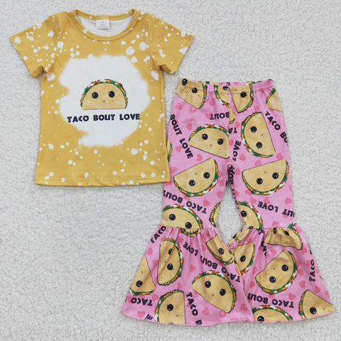GSPO0347 TACO BOUT LOVE Food Yellow Pink Cute Girl's Set