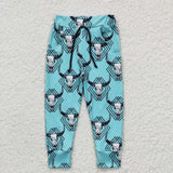 P0087 Skull Bull Blue Jogger Casual Trousers Pants