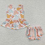 GBO0083 Summer Mouse Stripe Sleeveless Girl's Bummie Set