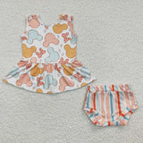 GBO0083 Summer Mouse Stripe Sleeveless Girl's Bummie Set