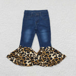 P0116 Fashion Leopard Jeans Denim Flared Pants