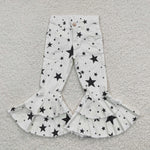 P0068 Fashion White Star Jeans Denim Flared Girl's Pants