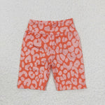 SS0035 New Orange Leopard Biker Short Cycling Shorts