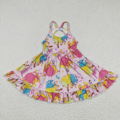 GSD0281 Summer Pink Cartoon Princess Girl's Dress