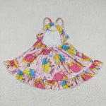 GSD0281 Summer Pink Cartoon Princess Girl's Dress