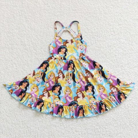 GSD0282 Summer Yellow Cartoon Princess Girl's Dress