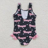 S0050 Cowgirl Pink Fashion Girl's Swimsuit Onesie