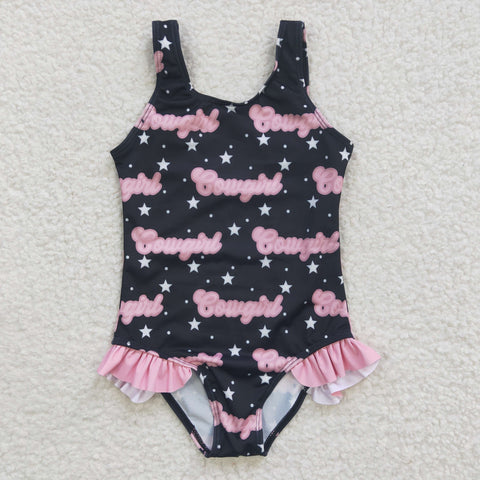 S0050 Cowgirl Pink Fashion Girl's Swimsuit Onesie