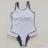 S0051 Leopard Black Fashion Girl's Swimsuit Onesie