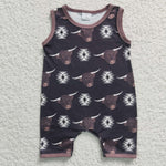 SR0284 Western Cow Black Baby Boy's Romper