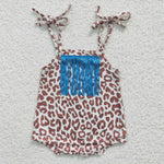 SR0288 New Fashion Leopard Blue Tassel Cute Baby Cute Girl's Romper