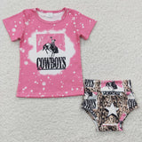 GBO0084 COWBOYS Star Pink Girl's Bummie Set