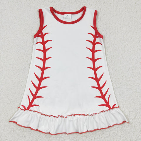 GSD0295 Softball Red White Sleeveless Girl's Dress