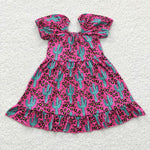 GSD0305 Cactus Leopard Pink Girl's Dress