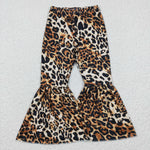 P0042 Girl's Leopard Flared Bell Bottom Pants